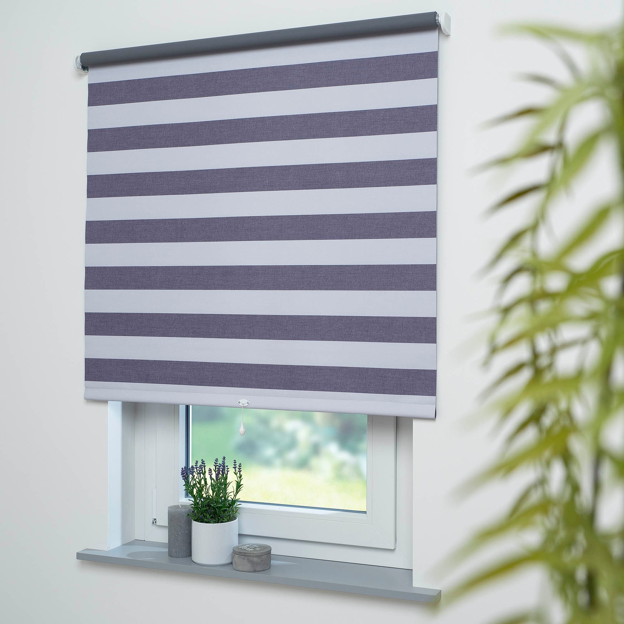 Springrollo LIEDECO "Streifen" Gr. 2, grau (dunkelgrau, hellgrau), B:112cm H:180cm, Kunststoff, Metall, Polyester, Rollos, Dekorrollo Hergestellt in Deutschland Image