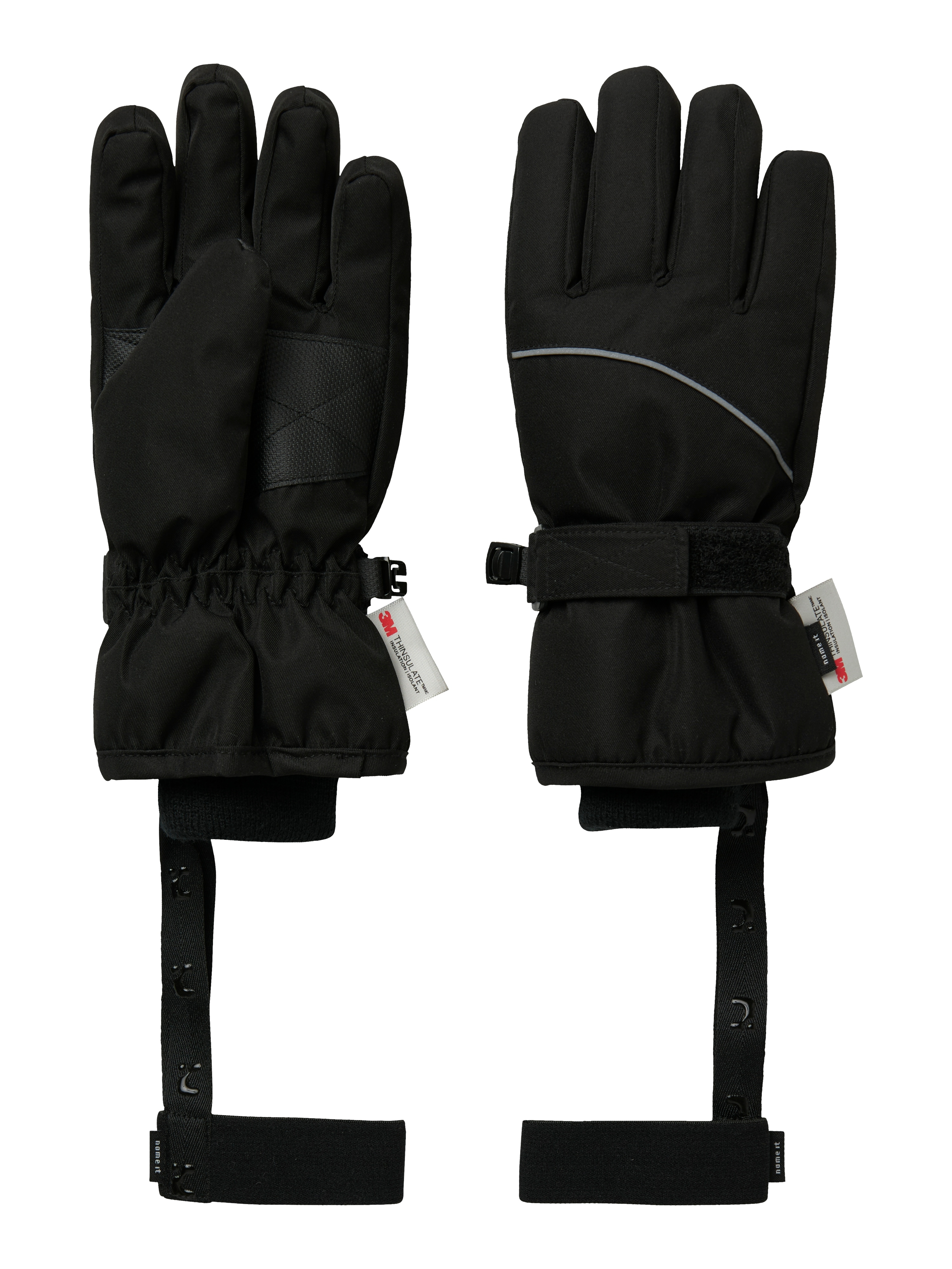 Skihandschuhe NAME IT "NKNSLOPE10 GLOVES SKI EDITION FO NOOS", Baby, Gr. 7, schwarz, Strick, Kunstfaser, unifarben, Handschuhe Image