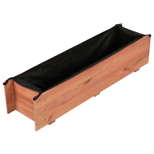 Costway Wooden Raised Garden Bed with Drainage Holes and Liner Elevated Rectangular Planter Box-Orange