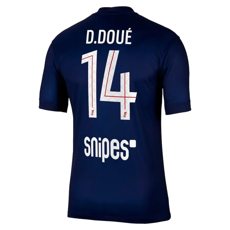 Hauts les maillots de football à manches courtes pour hommes et femmes pour les joueurs à domicile de Paris Saint-Germain dans la saison 25-26