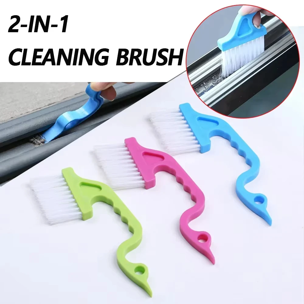 1/3pcs Multipurpose 2-in-1 Windows Gap Cleaning Brush & Flat Shovel, Household Cleaning Tool for Kitchen, Bathroom, Toilet