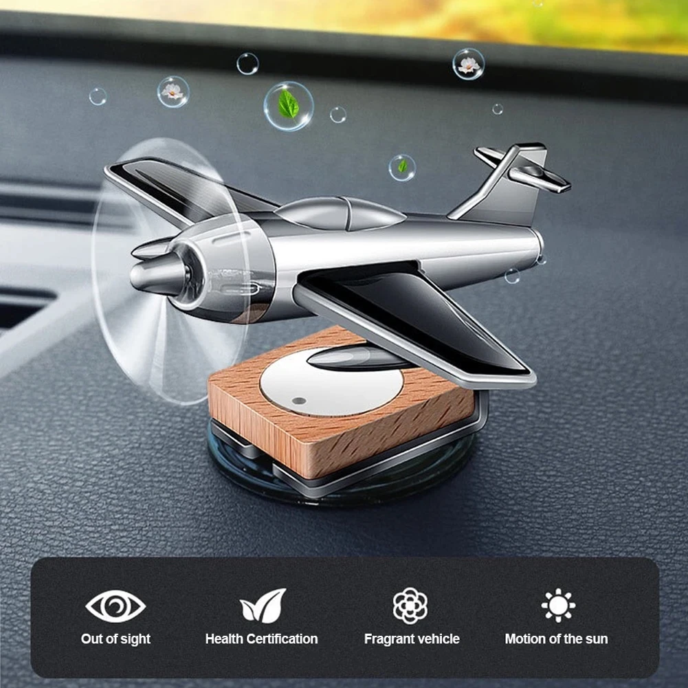 Diffusore di oli essenziali per auto Diffusore per auto per aereo solare Diffusore di fragranza per aromaterapia con base in legno (senza profumo)
