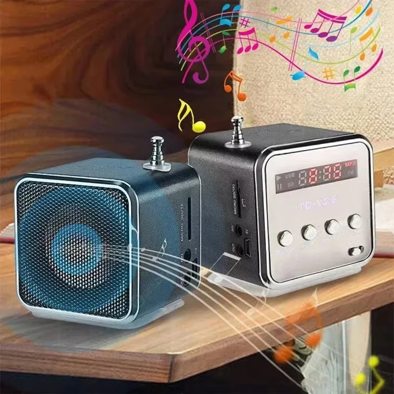 Mini radio FM portatile USB ricaricabile radio portatile ricevitore radio FM digitale display a LED altoparlante stereo supporto scheda SD TF