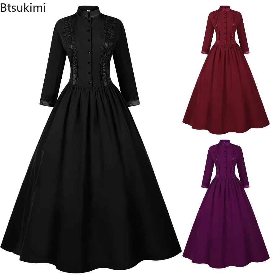 Nuovo Abito da Ballo Gotico Medievale Vittoriano Stile Guerra Civile, Abito da Regina/Principessa, Abito da Ballo Gotico Reale Elegante per Mascherata, Abito da Sposa Vampiro