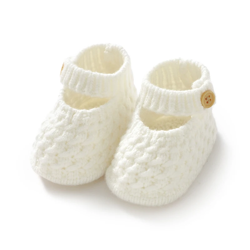 Frühling Baby Prewalker 0-18m Kleinkind Mädchen Einfarbig Indoor Boden Erste Wanderer Schuhe Herbst Winter Stricken Neugeborenen schuhe Weichen Sohlen Image