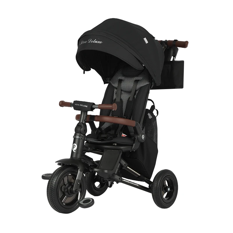Nova Kinderwagen-Dreirad, leicht, faltbar, für Reisen mit 5-Punkt-Sicherheitsgurt, großer Stauraum, Dual-Control-Lenker für Kinder Image