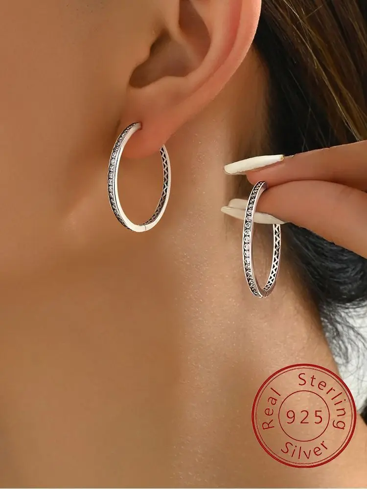 925 Sterling Silber Mode Exquisite Volle Zirkon Creolen Für Frauen, Verlobung, Hochzeit Luxus Hohe Qualität Edlen Schmuck Image