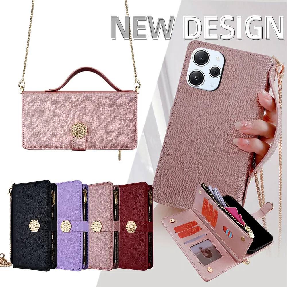Beliebte Multi-Card-Reißverschluss-Flip-Ledertasche für Xiaomi Redmi Note 12T 12 Pro Plus Note 12R 12S 12 Turbo Redmi 12C Wallet Cover Image