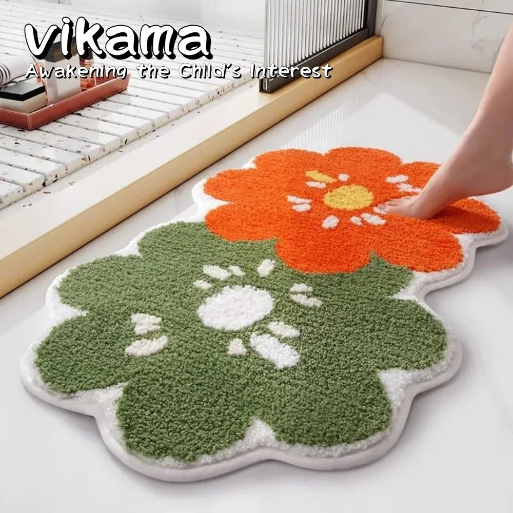 VIKAMA Ins Plüsch-Badematte, ultraweicher Teppich, rutschfeste, saugfähige Fußmatte, geeignet für Badezimmer, Schlafzimmer und Veranda Image