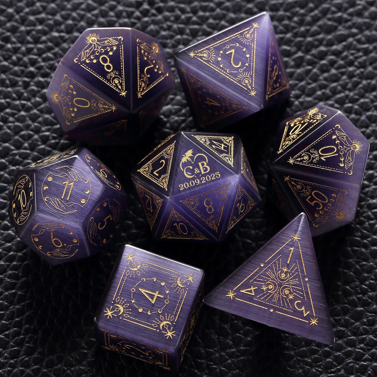 Dadi di coppia personalizzati / Dadi di matrimonio personalizzati / Dadi D20 personalizzati / Dungeons & Dragons / Dadi DND / Dadi di pietra / Dadi ne