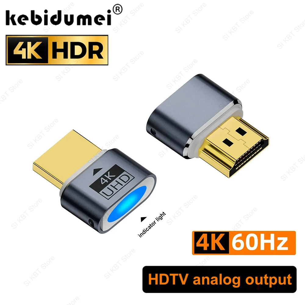 4K HDMI Virtual Display Adapter Dummy Plug HDR Virtual Monitor EDID Emulator Headless Ghost Display Adapter 4k@60Hz 1080@120Hz Image