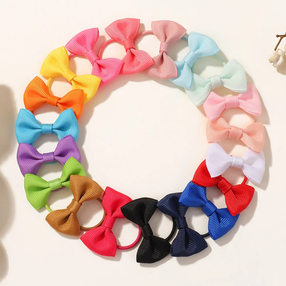 40 teile/satz Nette Mini Boutique Haar Bögen Krawatten für Baby Mädchen Elastische Bowknot Haar Gummi Band Band Zubehör Weihnachten Dekor Image