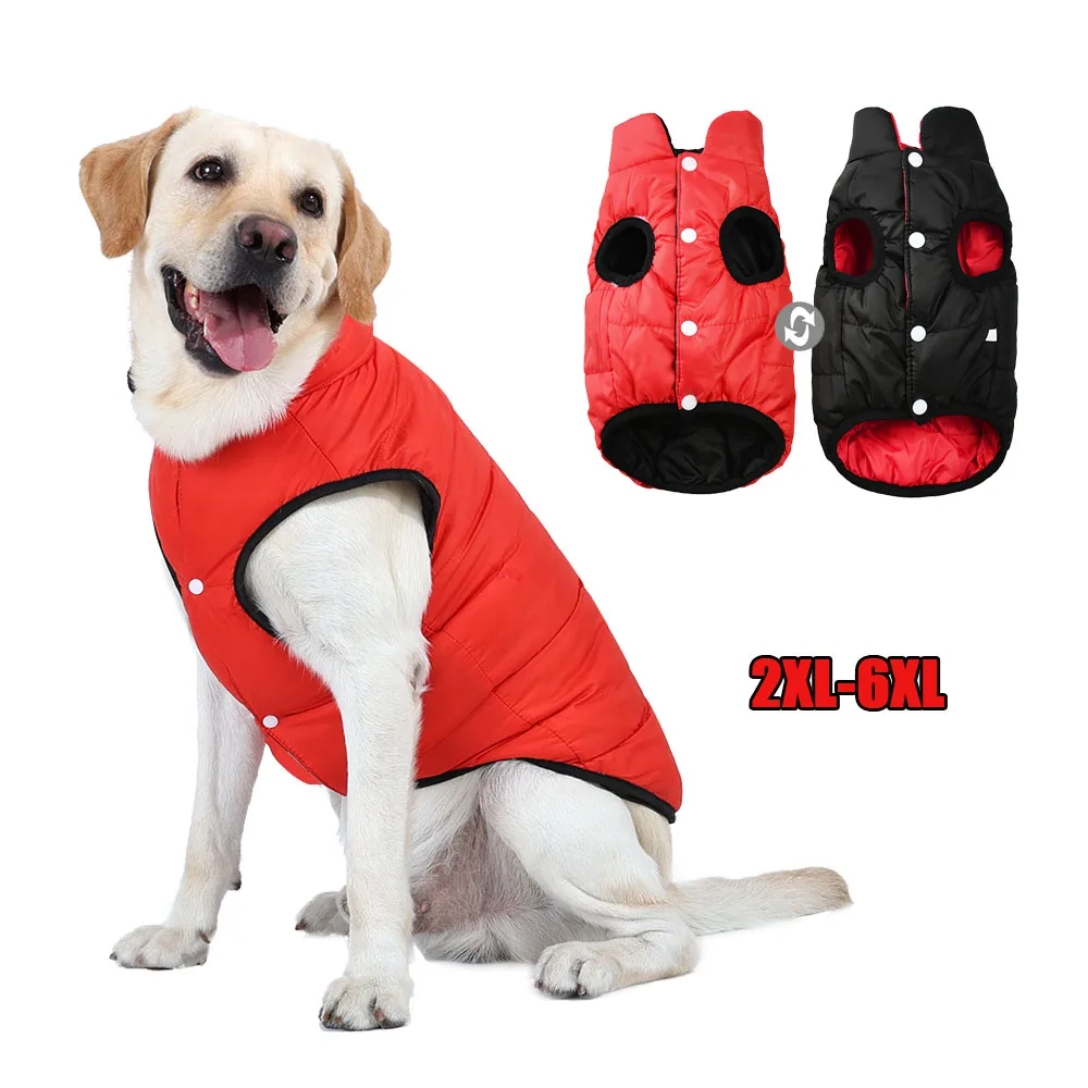 Reversible Jacke für große Hunde, warme Winterkleidung für mittelgroße und große Hunde, wasserdicht, winddicht, Haustierweste, Mantel, Golden Retriever-Outfits Image