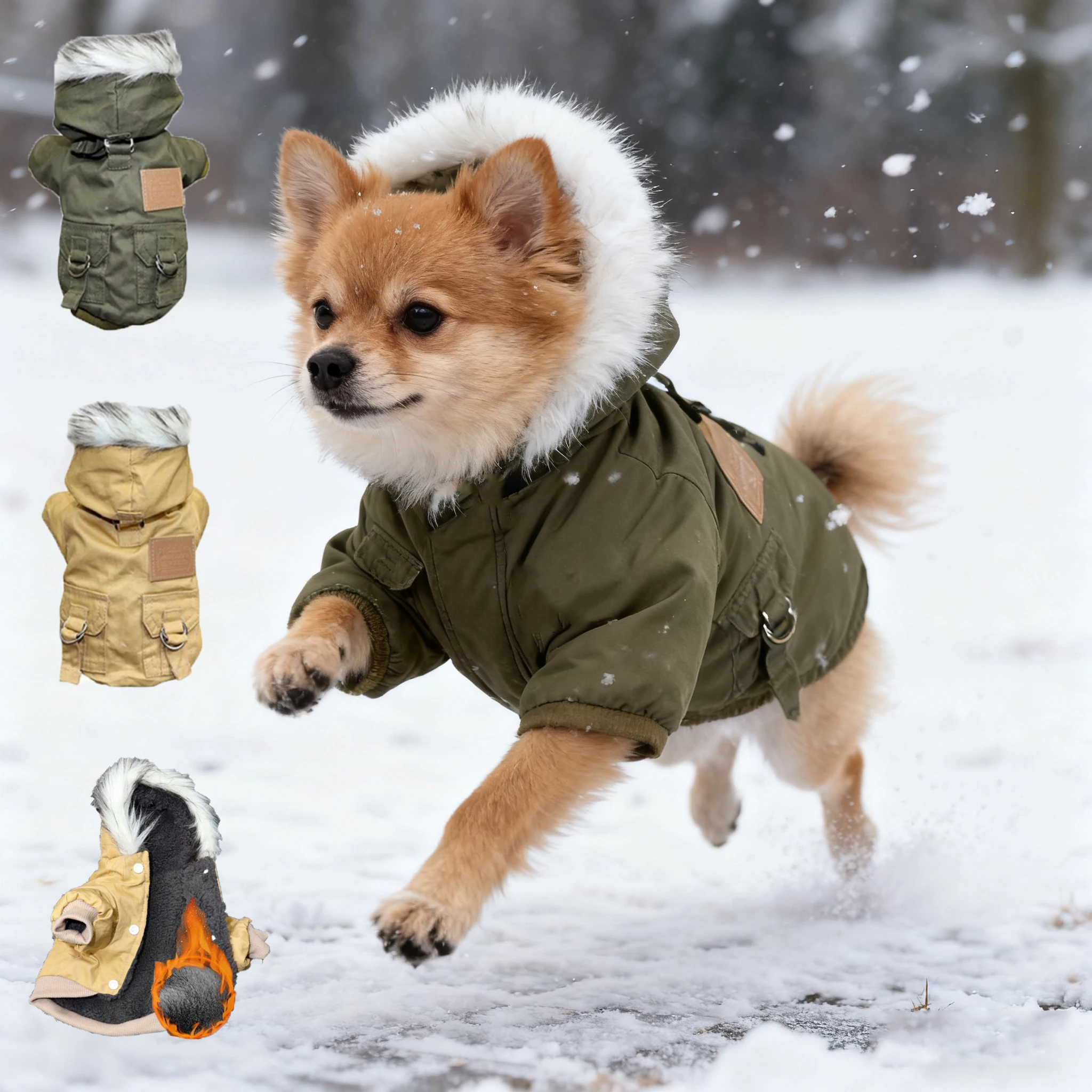 Weiche warme Hundekleidung Winter Haustier Hund Mantel Jacke Kleiner Mittelgroßer Hund Chihuahua Kapuzenkleidung Leichter Mantel verdicken Outfits Image
