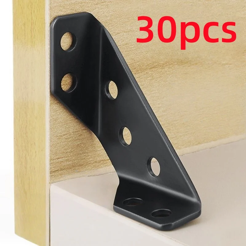 30 Stück schwarze multifunktionale Eckwinkelbefestigungen, Möbel-Eckverbinder, feste Möbel, geeignet für Tische, Stühle