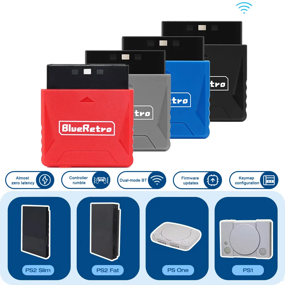 RetroScaler BlueRetro Wireless Controller Adapter für PS2/PS1 Konsole Joystick Konverter für Switch/PS3/PS4/PS5/Xbox One Gamepad