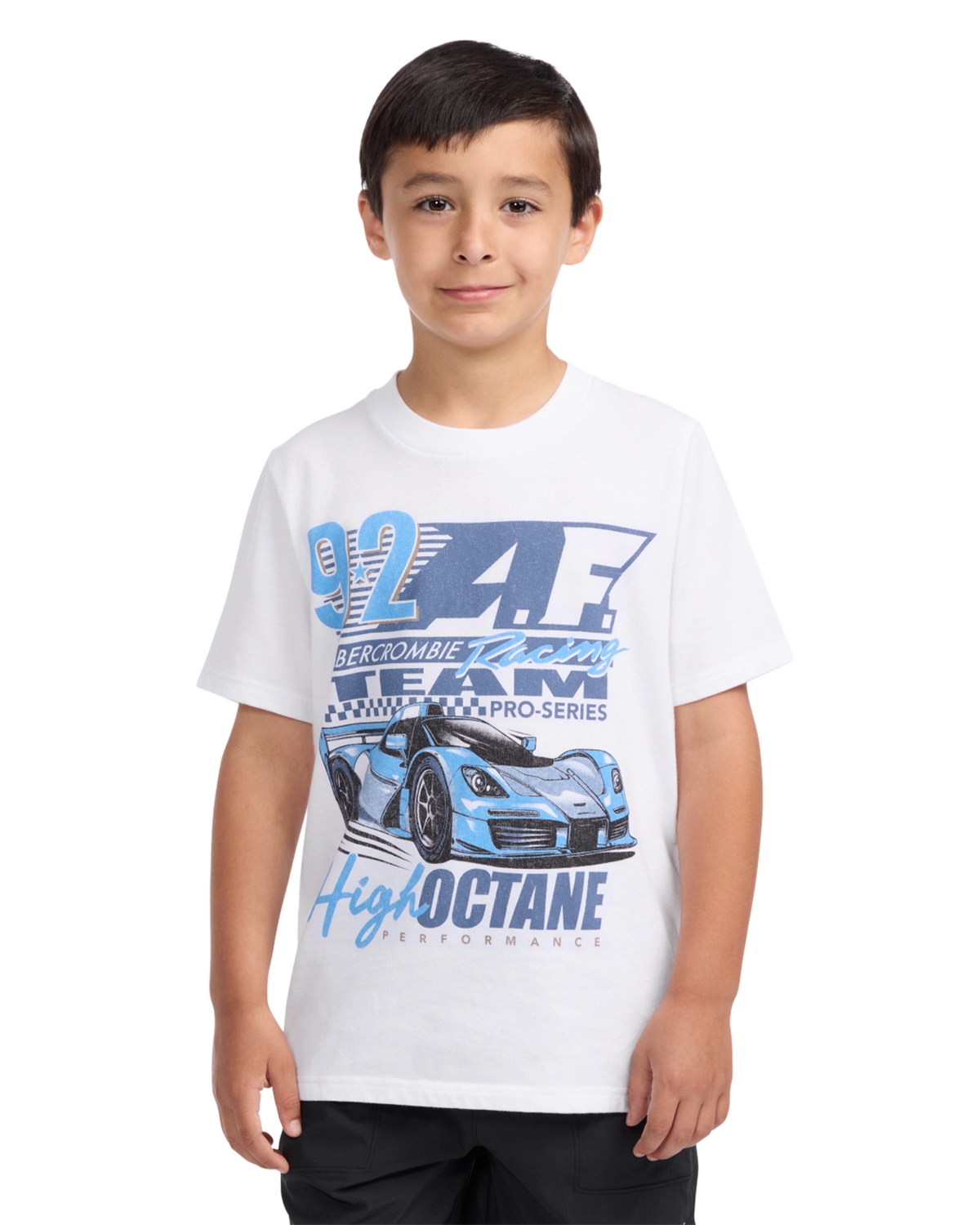 abercrombie kids Boys' Abercrombie Racing Team Graphic Tee - Little Kid, Big Kid - Bright White