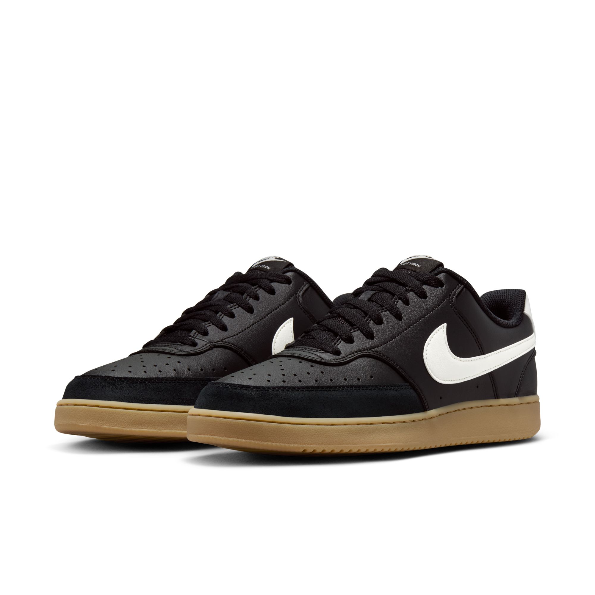 Sneaker NIKE SPORTSWEAR "COURT VISION LO", Herren, Gr. 42, schwarz, sail, gum light braun, Synthetik, Textil, Schuhe Sneaker