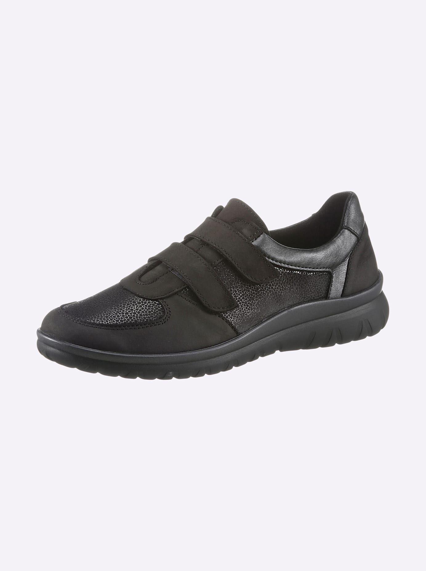 Klettschuh CLASSIC BASICS, Damen, Gr. 41, schwarz, Glattleder, Nubukleder, Basic, Schuhe Klettschuh