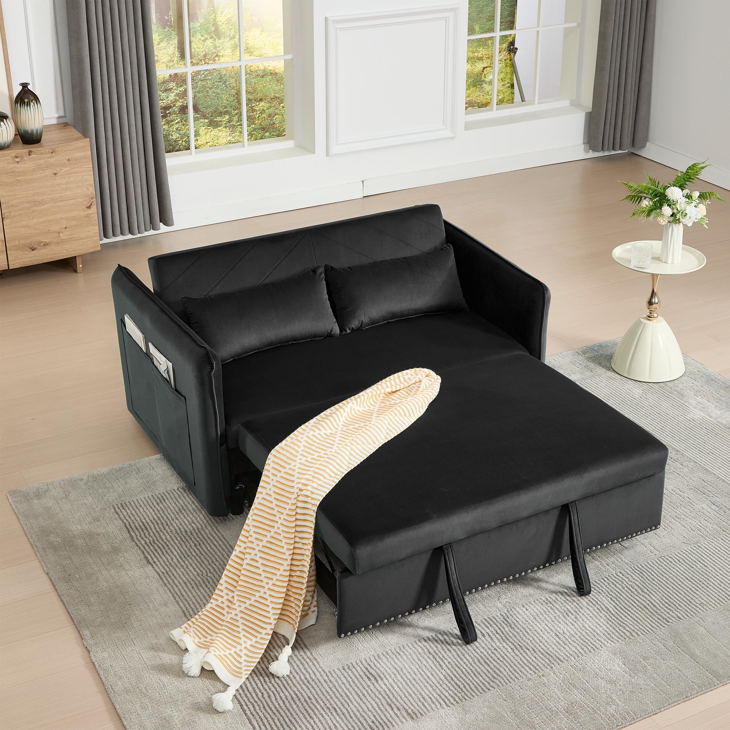 3 in 1 Convertible Sleeper Futon Sofa Bed, 55