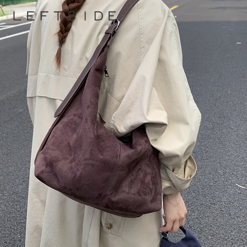 Grands sacs Hobo en cuir PU pour femmes, Design LEFTSIDE, sac à bandoulière d