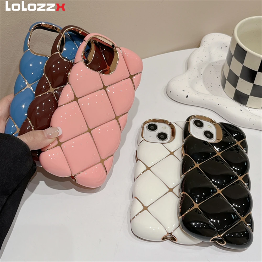 Coque de téléphone plaquée diamant pour iPhone, coque arrière antichoc, coussin 3D, iPhone 11, iPhone 12, iPhone 13, iPhone 14, iPhone 15 Pro Max, iPhone 15 Pro Max