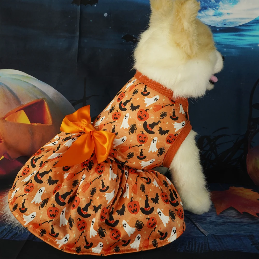 Robe à imprimé de chauve-souris Aliments pour animaux de compagnie, costume de chien, vêtements d'Halloween en déclin, cosplay de festival, vêtements pour chiots, chapeaux d'araignée de Aliments