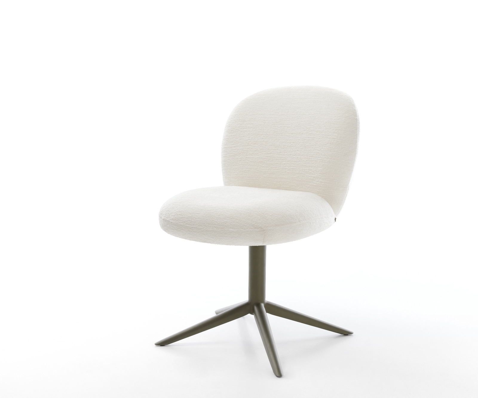 DELIFE Drehstuhl Nube-Flex Bouclé Soft Beige Fußkreuz Effektfinish Titan 360° drehbar Wippfunktion Taschenfederkern, Esszimmerstühle Image