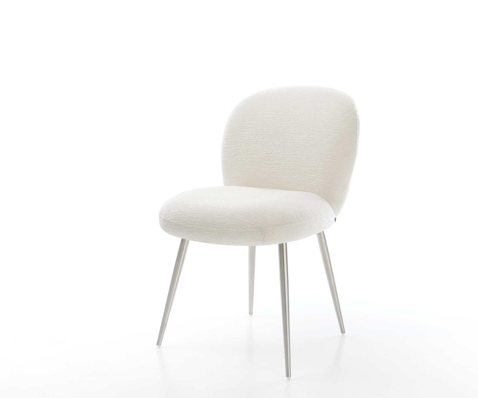 DELIFE Esszimmerstuhl Nube-Flex Bouclé Soft Beige 4-Fuß konisch Edelstahl Taschenfederkern, Esszimmerstühle Image