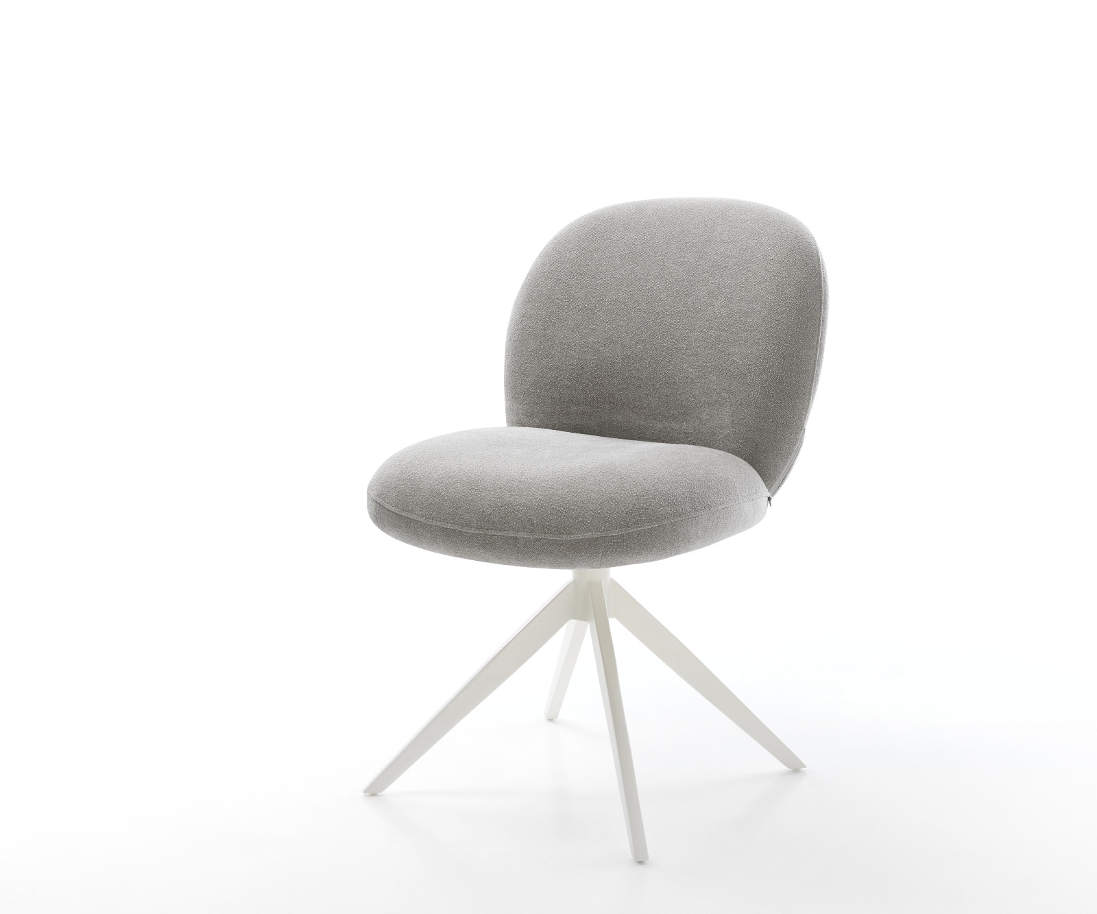 DELIFE Drehstuhl Nube-Flex Strukturstoff Soft Grau Kreuzgestell breit Weiß 360° drehbar Wippfunktion Taschenfederkern, Esszimmerstühle Image