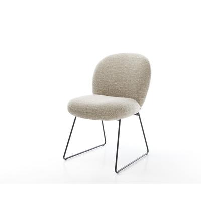 DELIFE Esszimmerstuhl Nube-Flex Webstoff Soft Beige Kufengestell Schwarz Taschenfederkern, Esszimmerstühle Image