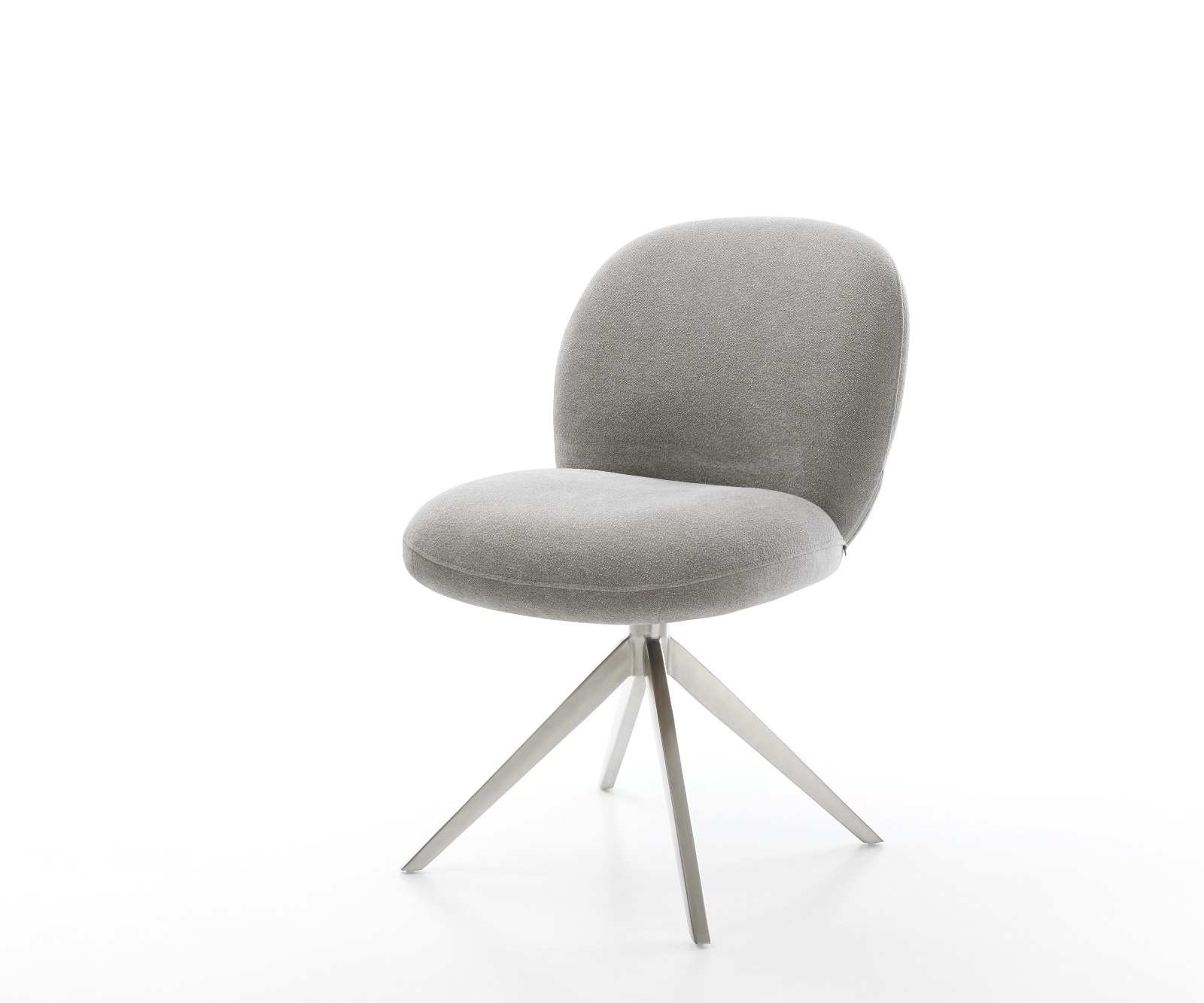 DELIFE Drehstuhl Nube-Flex Strukturstoff Soft Grau Kreuzgestell breit Edelstahl 360° drehbar Wippfunktion Taschenfederkern, Esszimmerstühle Image