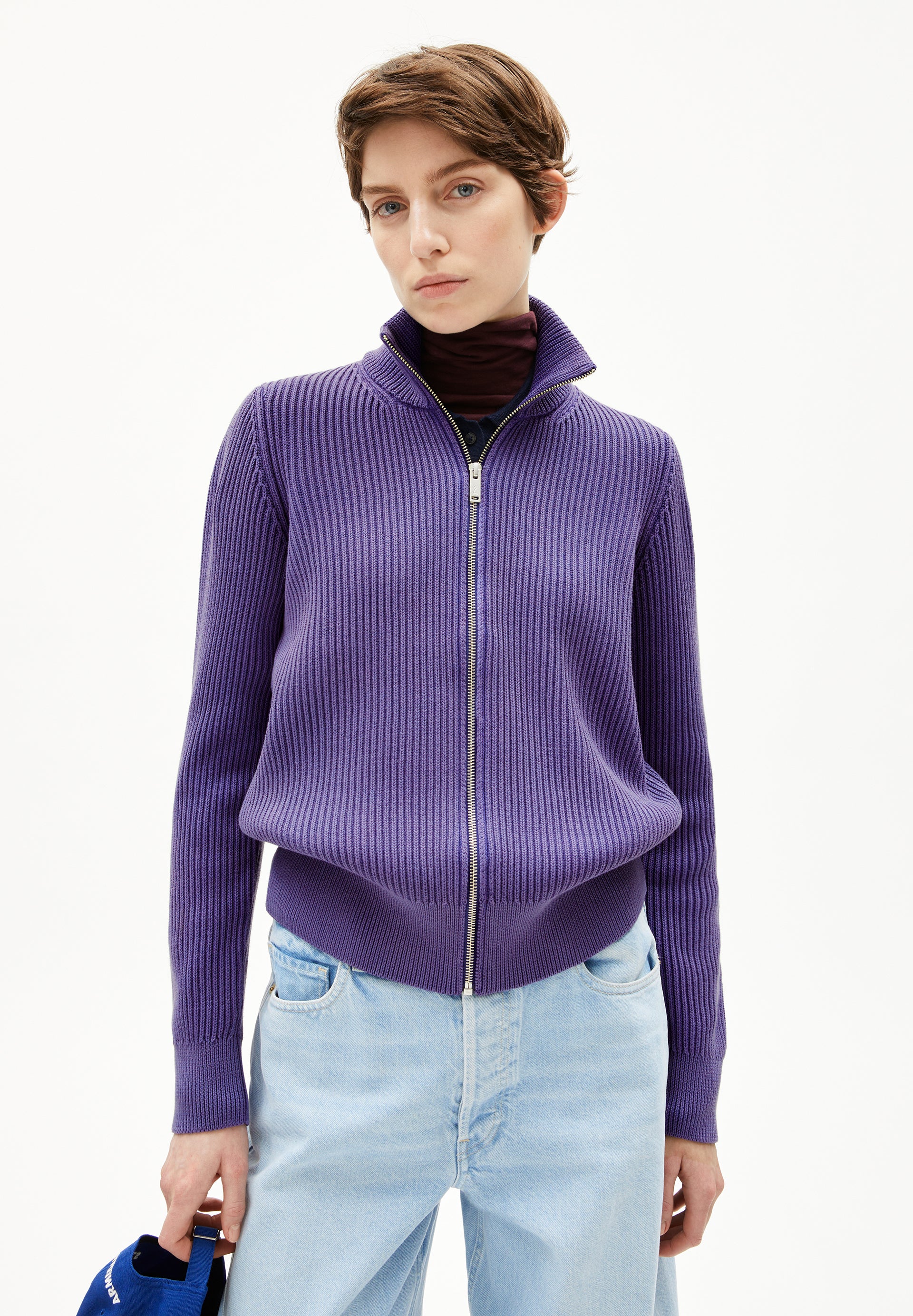 REBECCAA GMT DYE | Strickjacke aus Bio-Baumwolle - lila (S) Image
