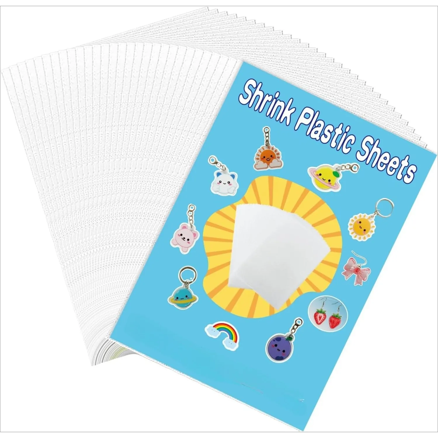 6-Blatt-Sublimations-Schrumpffolie aus Kunststoff – Druckbare Wärmeübertragungs-Schrumpffolie für Schlüsselanhänger, Bastelarbeiten, DIY-Projekte und Geschenke Image