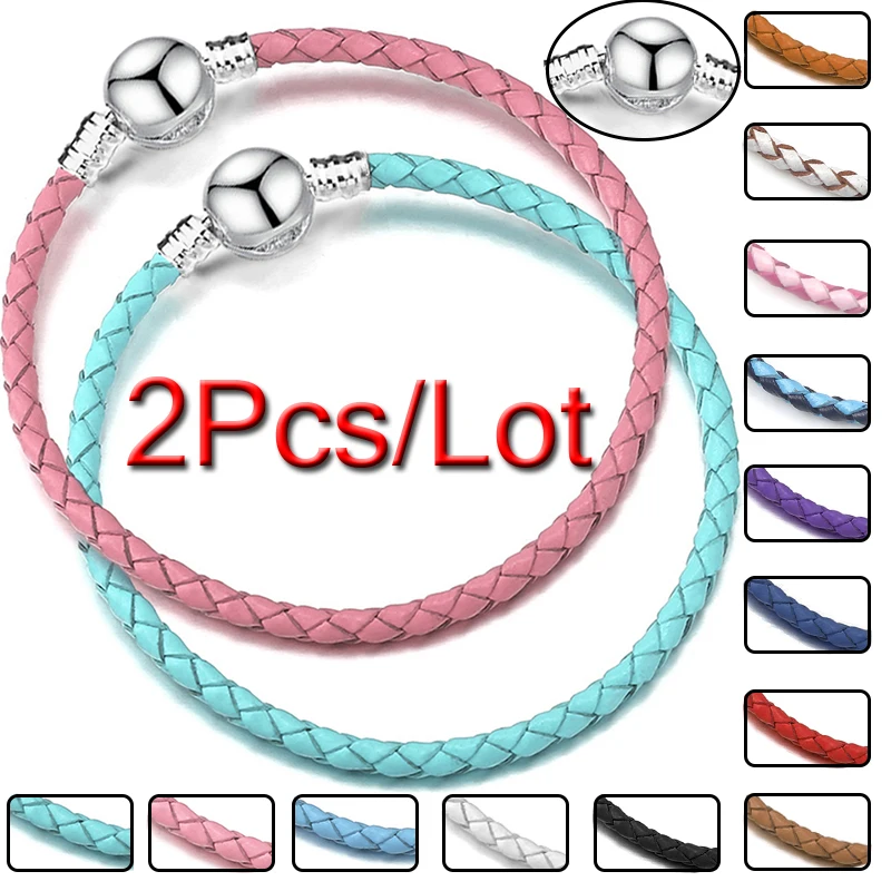2 Teile/los Vintage Luxus Echt Leder Kette Armbänder Fit Handgemachte Perlen Charms Armband Paare Pulsera Schmuck Für Frauen Männer Image