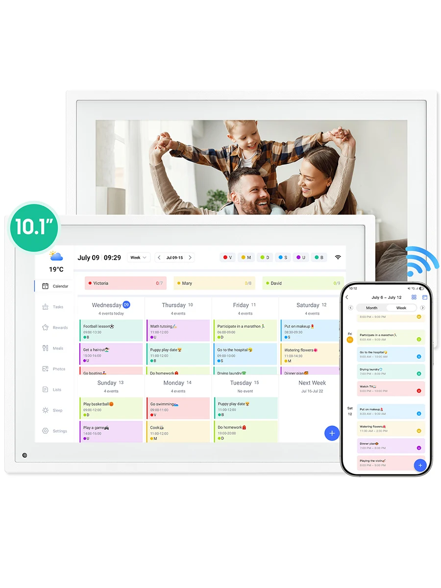 TABWEE P10 10,1'' WiFi Digitaler Kalender Smart Touchscreen Interaktives Display für Familienpläne Hausarbeitstabelle, digitales Foto Fr Image