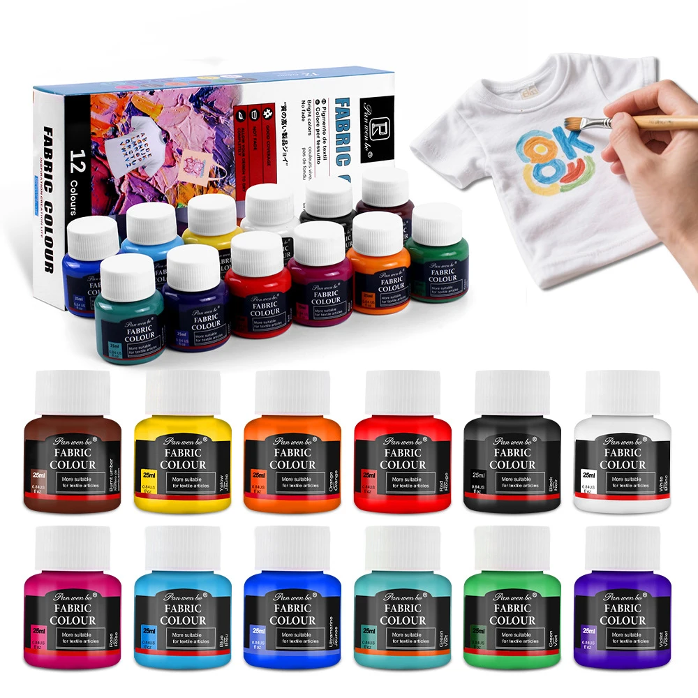 JIANQI Acrylfarben-Set, 6/12 Farben, 25 ml, wasserfeste, tragbare Kunst, reichhaltige Pigmente für DlY-Handwerk, Zeichnen, Malen, Leinwand, Felsen Image