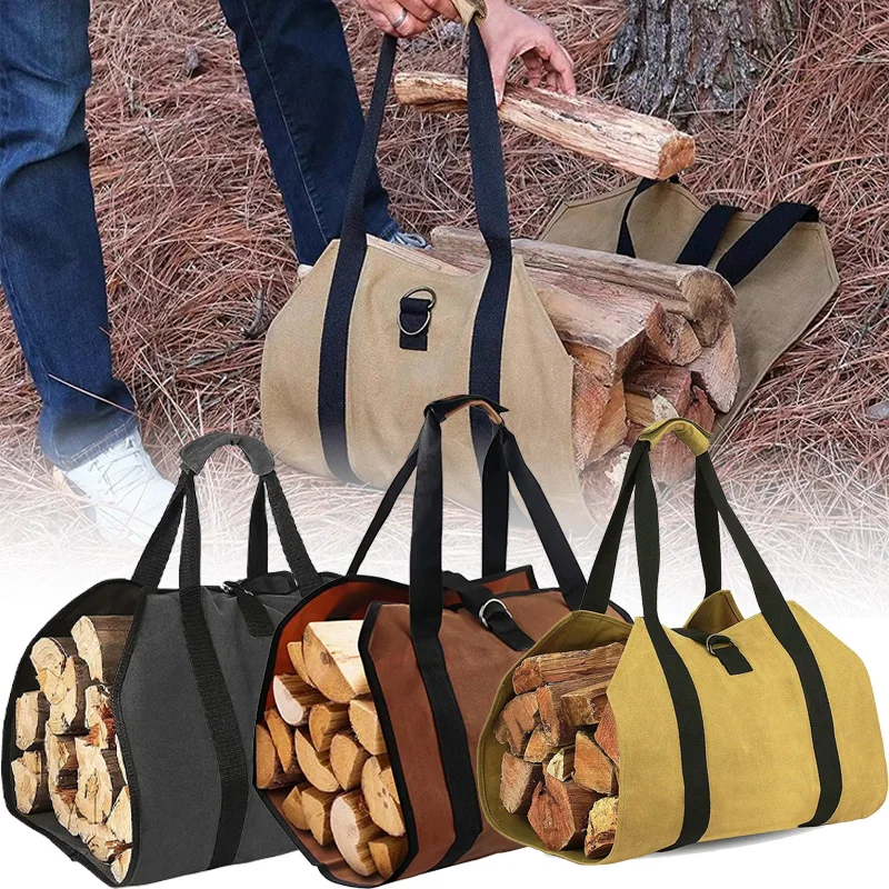 Brennholz-Aufbewahrungstasche mit großem Fassungsvermögen, wasserdicht, kratzfest, Holzscheitträger, Tragetasche für Outdoor, Camping, Kamin, Terrasse, Garten Image
