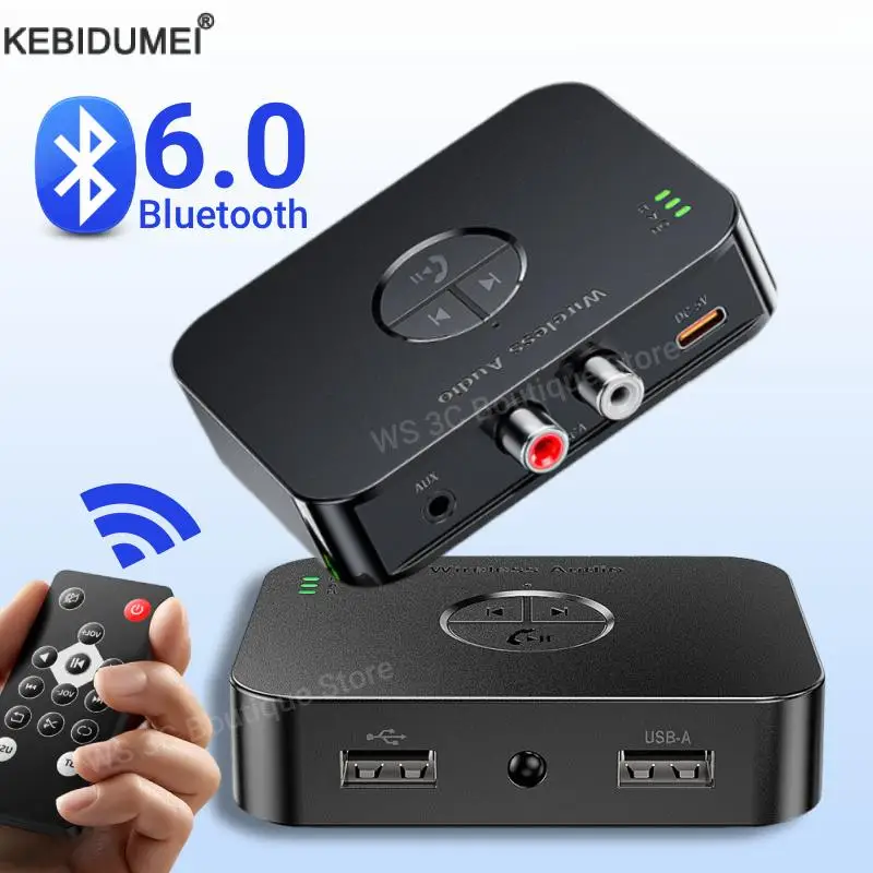 Ricevitore audio Bluetooth 6.0 AUX Jack ottico RCA da 3,5 mm Supporto U-disk Adattatore audio wireless Telecomando per TV Altoparlante per PC