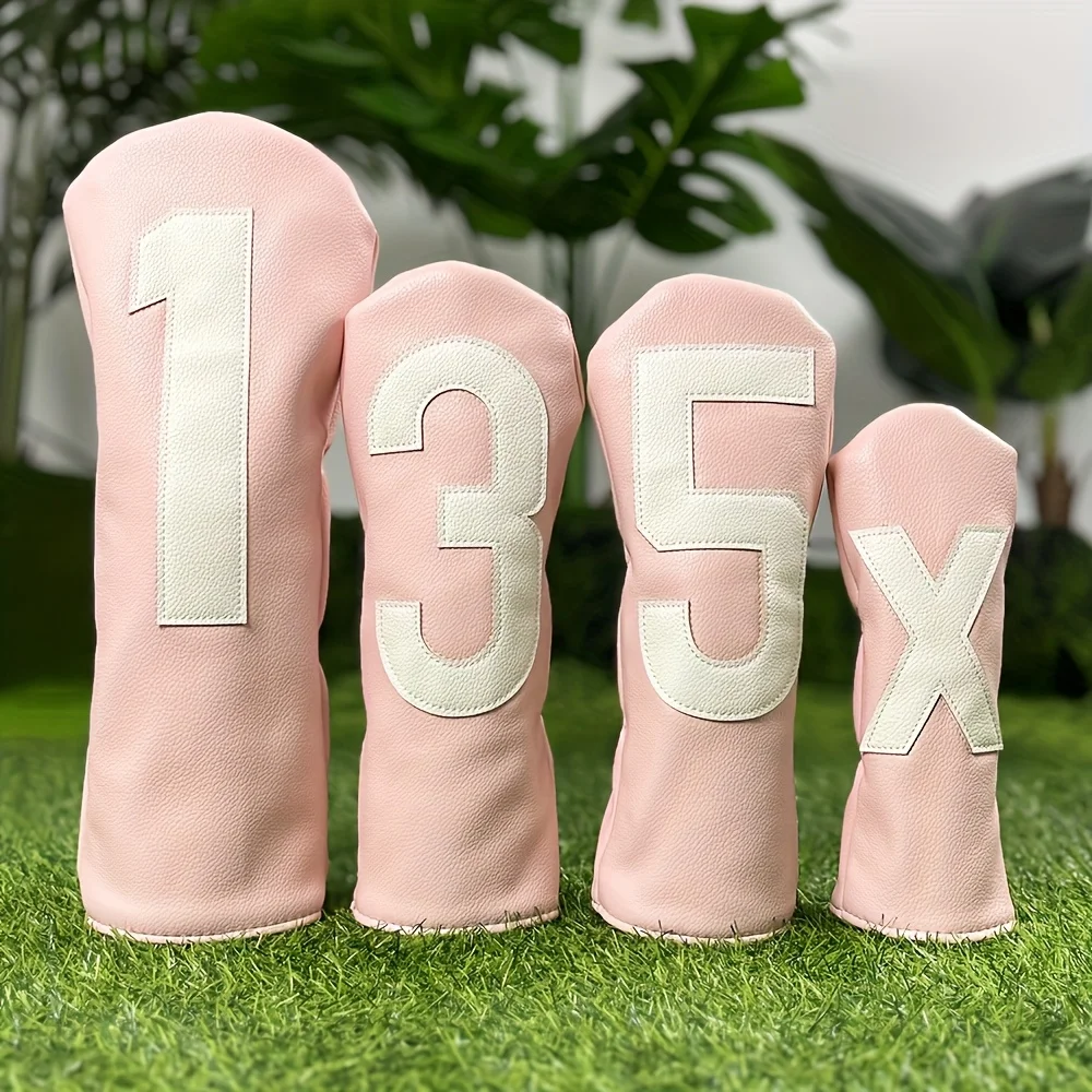 Golf Club Head Covers: Golf Driver Fairway Wood Headcovers for Driver No.1/Fairway No.3/5 - PU Fabric, Elastic Closure