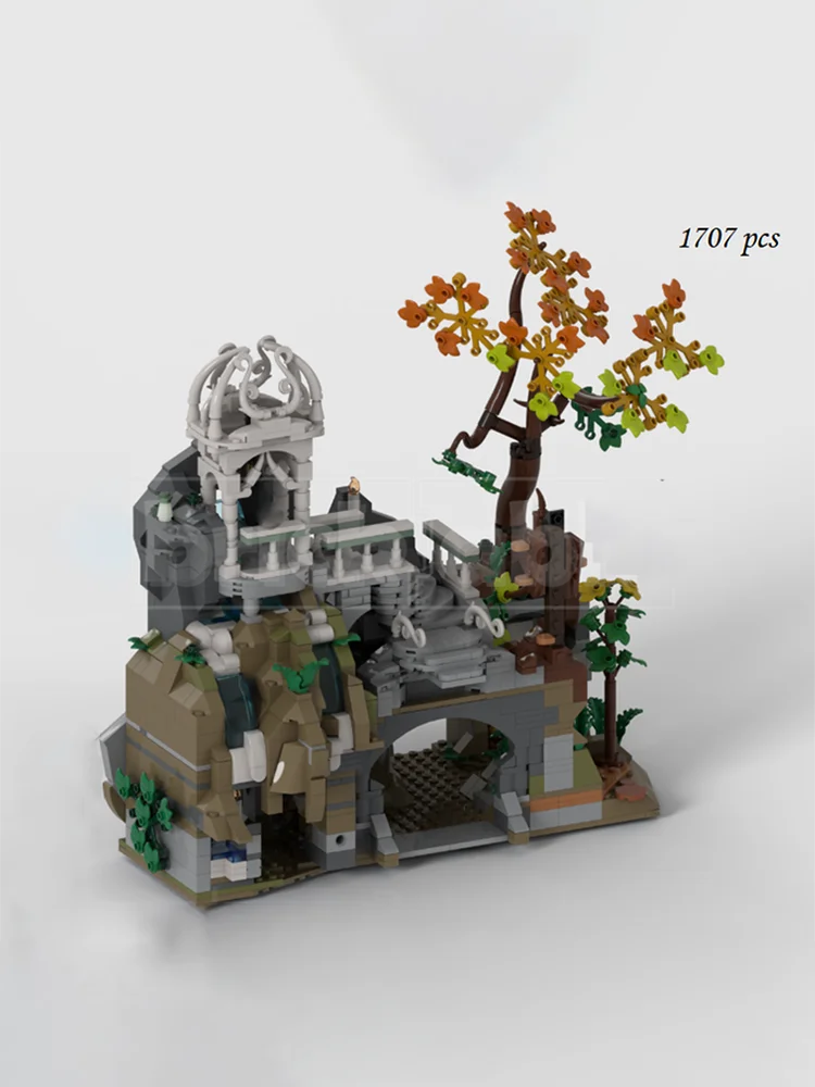 MOC berühmte Film- und Fernsehszene Gebäude Valley Elf Pavilion DIY Montage Baustein Spielzeug Kindergeburtstagsgeschenk Image