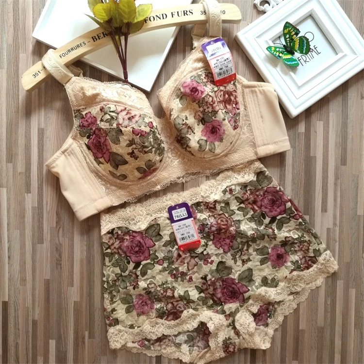 Sexy Spitze Plus Größe Weibliche Dessous B C D E F 80-110 Tasse Bh Sets Atmungsaktive Frauen Unterwäsche Höschen briefs