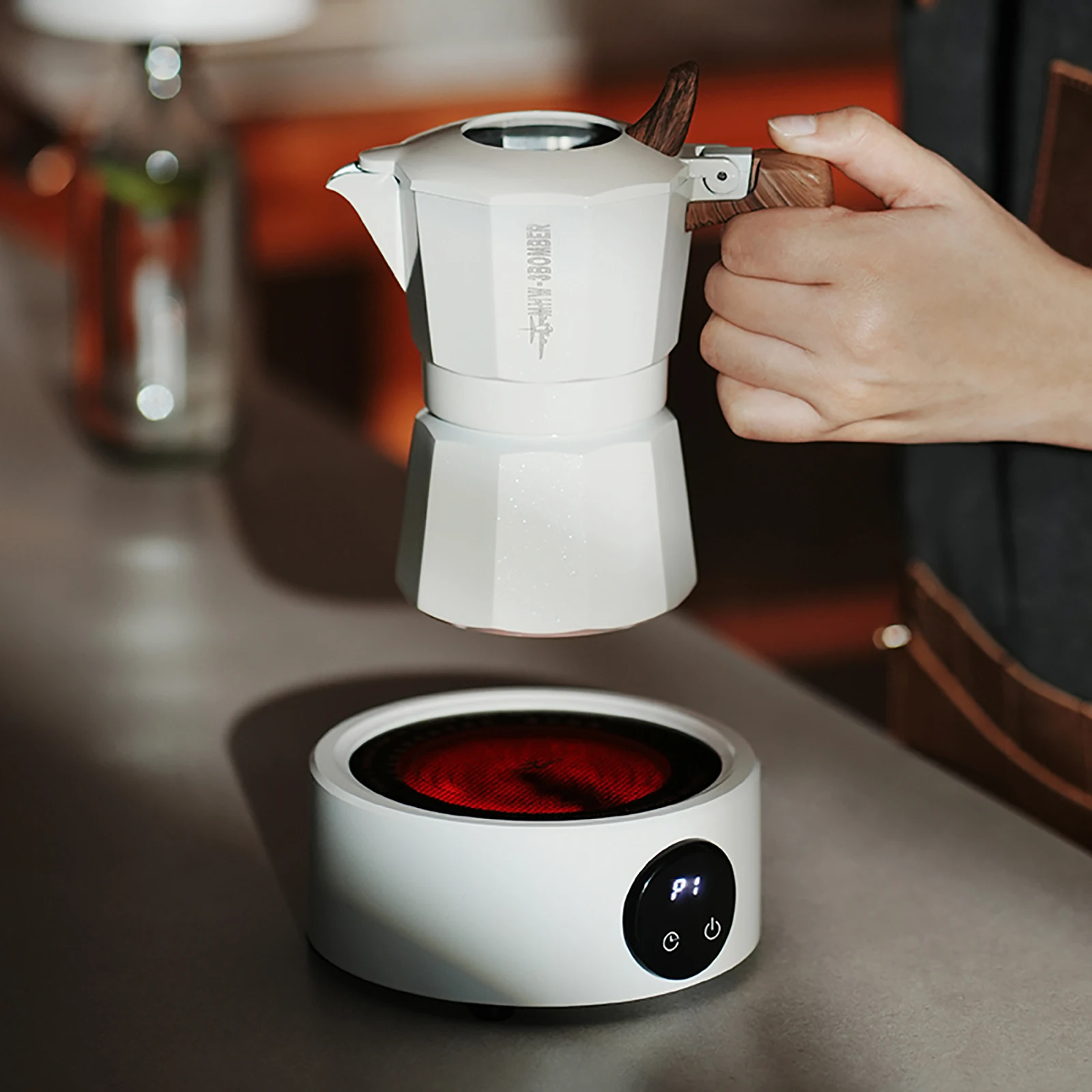 MHW-3BOMBER Keramik-Elektroheizbasis, Kaffeewärmer, einstellbare Temperatur, Heizplatte für Moka-Kanne, Teekessel Image