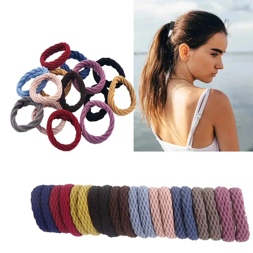 20PCS Frauen Mädchen Einfache Grundlegende Elastische Haar Bands Krawatten Scrunchie Pferdeschwanz Halter Gummibänder Mode Stirnband Haar Zubehör Image