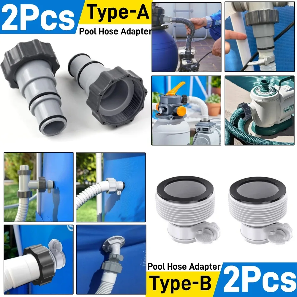 2 Stücke Schwimmbad Rohr Schlauch Adapter Intex Gewinde Anschluss Pumpe Ersatz Schlauch Adapter Pool Pumpe Teil mit Kolbenventil Image