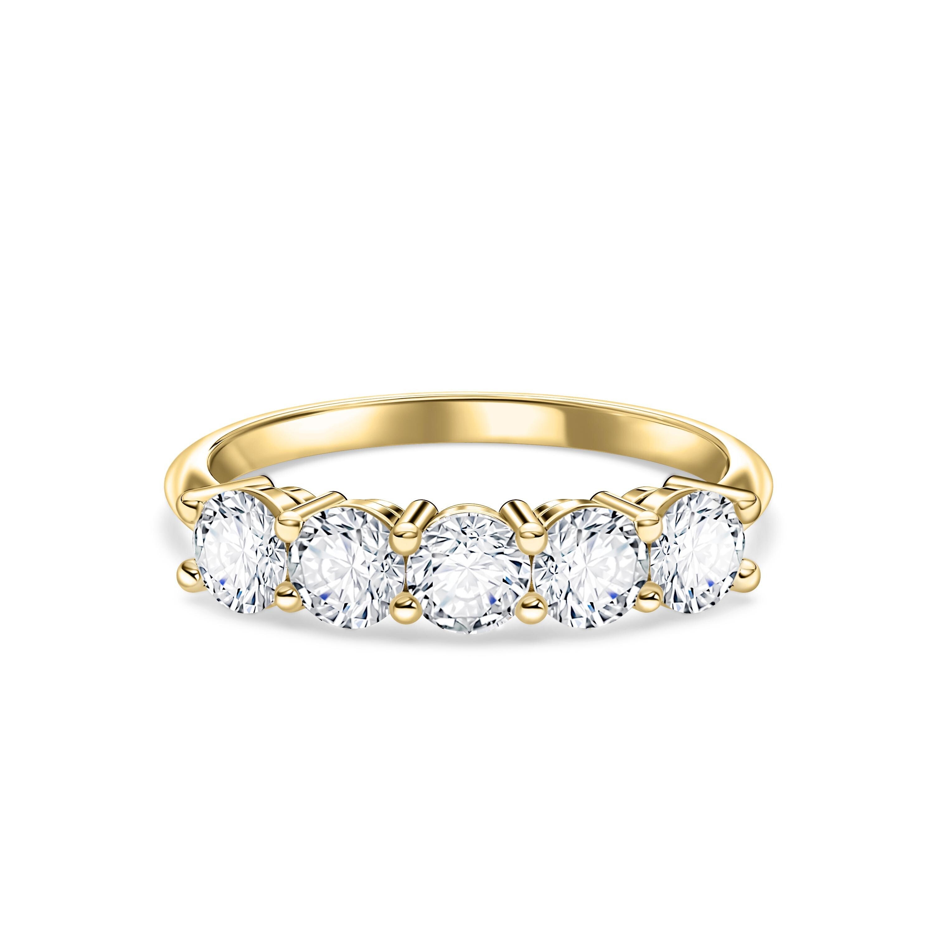 Fede nuziale in oro massiccio, fede nuziale con diamanti creati in laboratorio, fede nuziale con taglio rotondo, fede nuziale con diamanti, fede nuzia