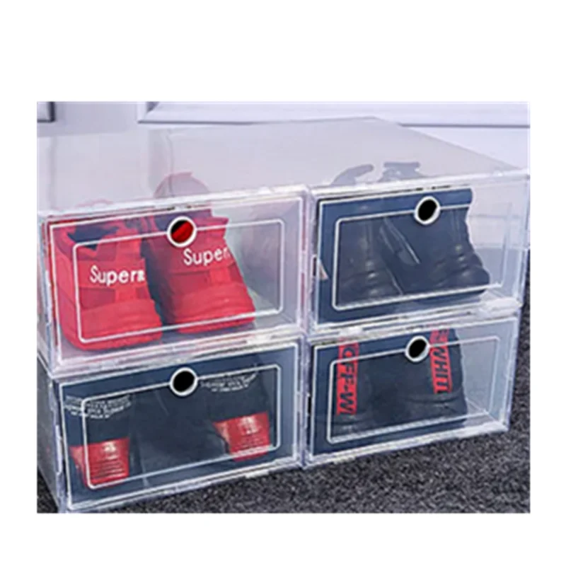 6er-Pack transparente Schuhbox-Schuh-Organizer, verdickt, faltbar, staubdichte Aufbewahrungsbox, stapelbarer kombinierter Schuhschrank. Verkauf