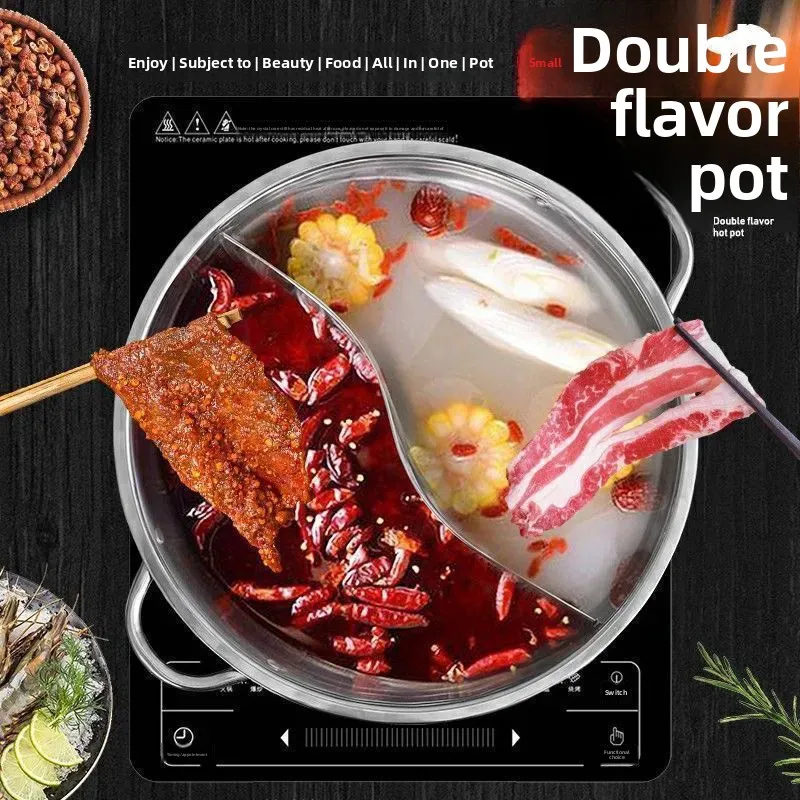 Hot Pot Induction Cooker Chinese Fondue Pan 304 Stainless Steel Hotpot With Lid Gas Stove Cooking Pots For Kitchen Cookware