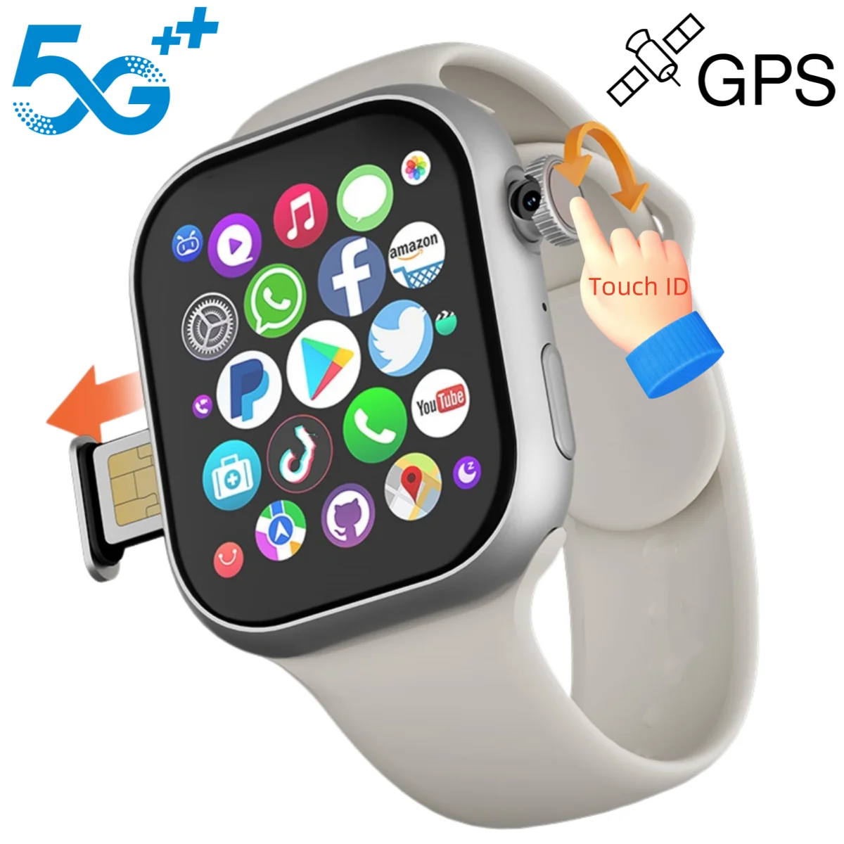 VP19 Pro Android 10.0 5G Smartwatch 2,29 Zoll Touch ID Amoled Smart Uhren Männer Frauen mit Drehkamera NFC GPS WIFI Kompass Image