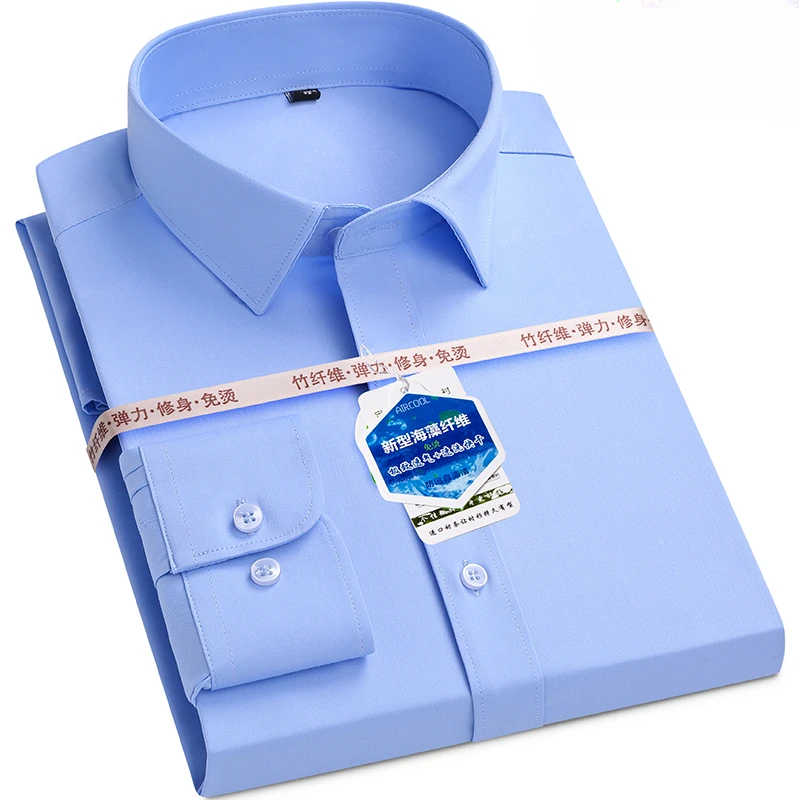 Nuova fibra di alginato 8XL Easy Care Camicia bianca da uomo Manica lunga Slim Fit Camicie per uomo 3xl Camicia da uomo Manica lunga Casual Business